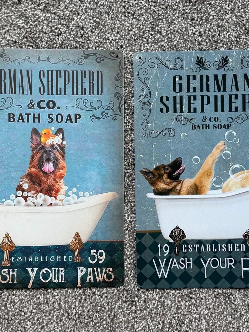 German Shepherd Bath Soap Wall Art - Blue